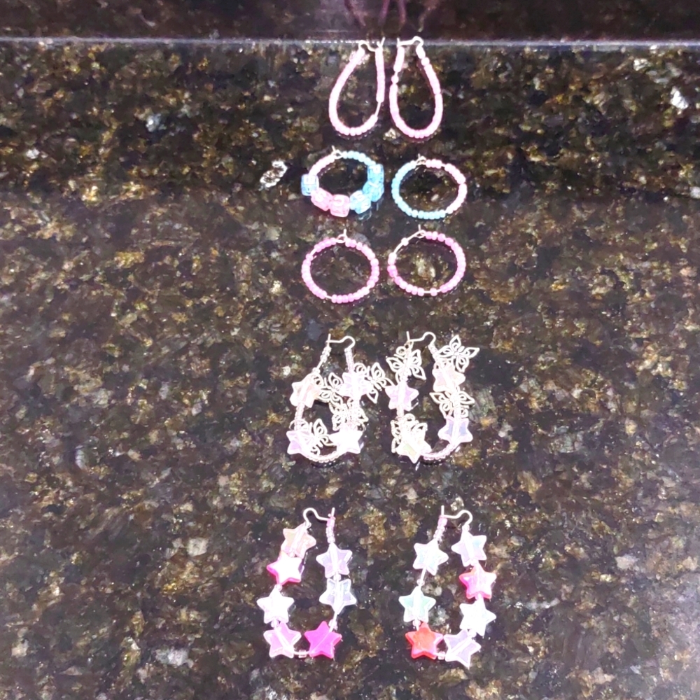 Earring Hoop's Silver/Small/Medium 5Ct. Pink Tingz Collection